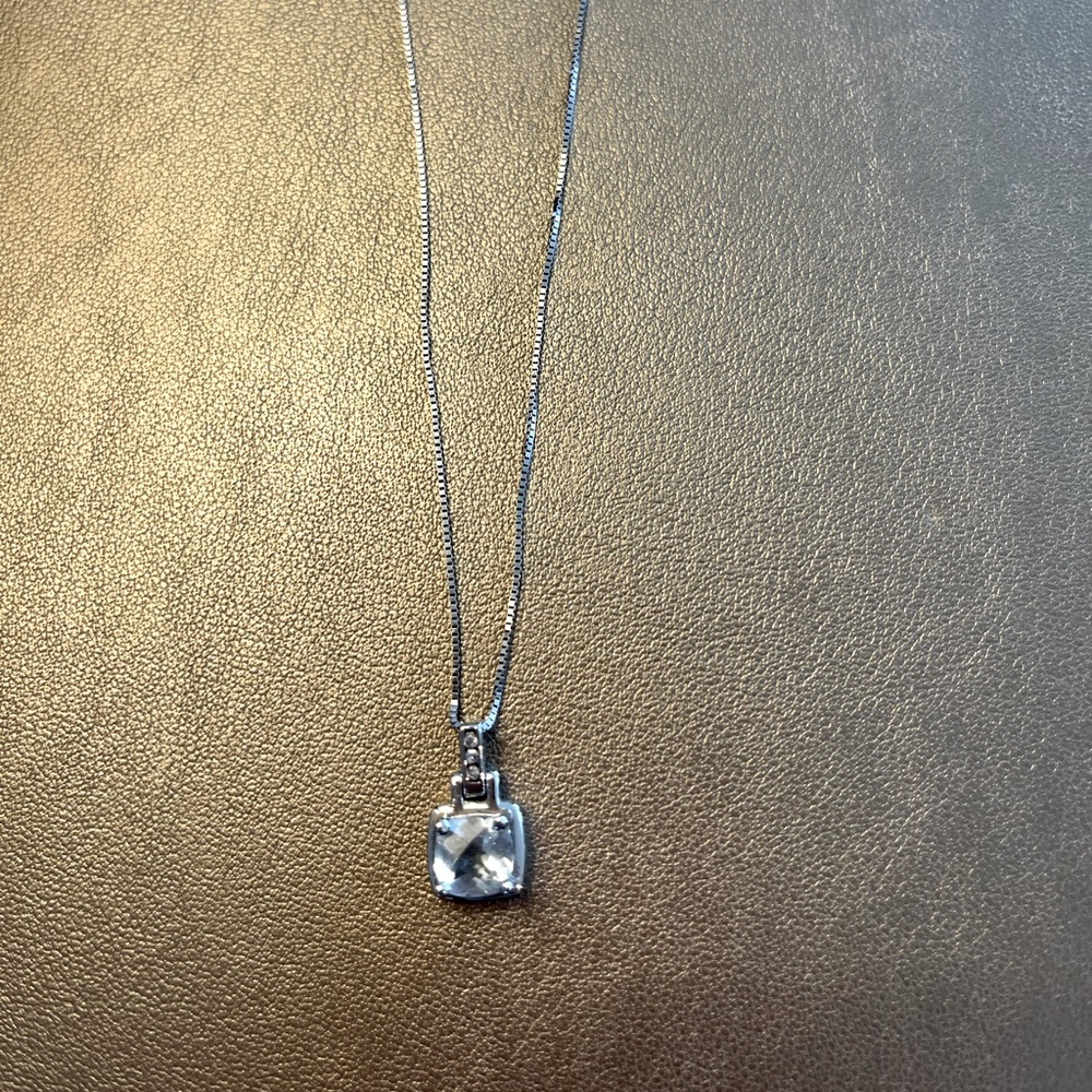 Light Blue Topaz and Diamond Pendant Necklace